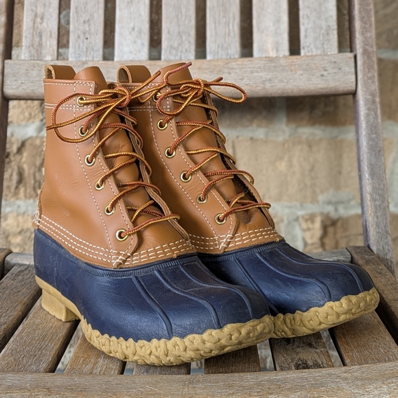 L.L. Bean Shoes - L.L. Bean Women's Bean Boots 8" Size 8M Tan Navy